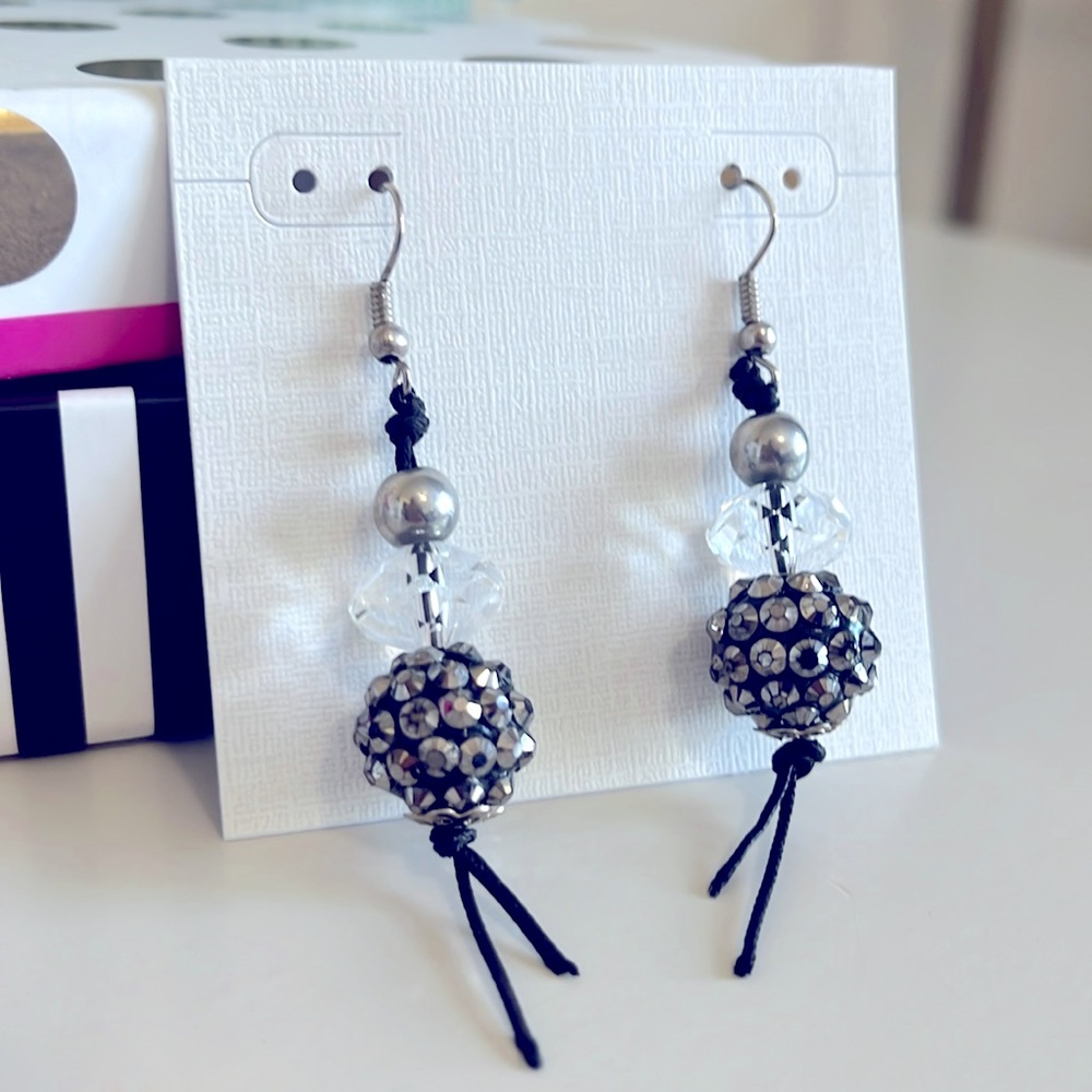 Black & Silver Pendant Earrings